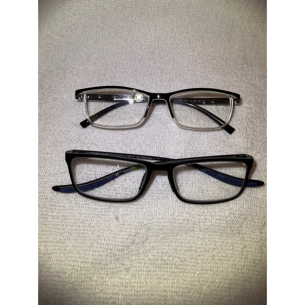 Foster‎ Grant Reading Glasses Mens +1.75 Black Excellent 2 Pair Bundle